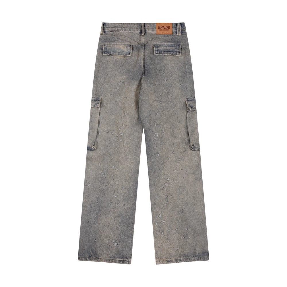 Japanese Brand × Jean Men's street washed distressed splatter straight cargo jeans Size US 32 / EU 48 - 2 Thumbnail