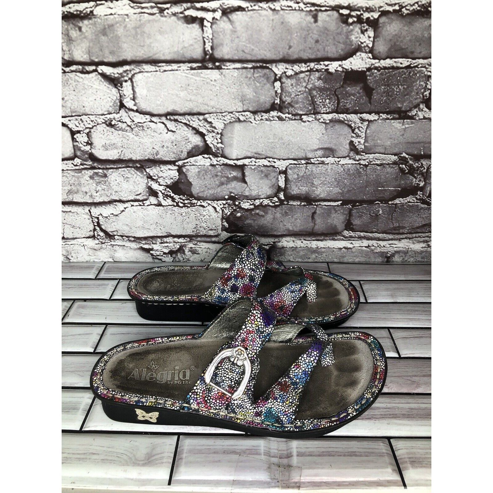 Allegri Alegria Floral Print Thong Strap Casual Wedge Sandals Women Size US 6 / IT 36 - 3 Thumbnail