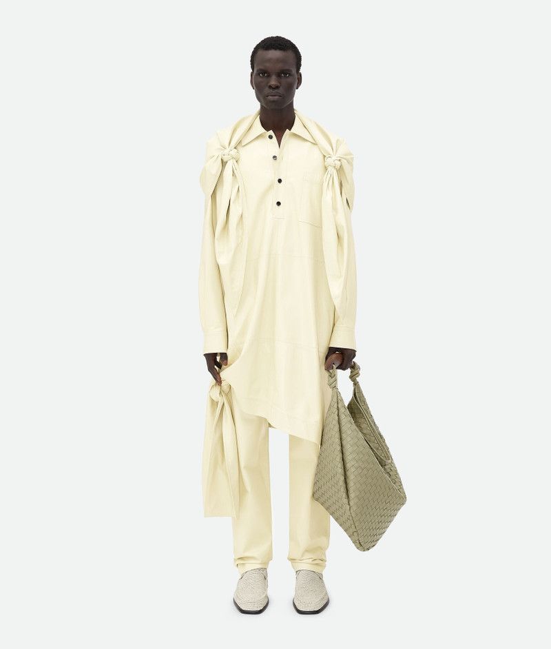 Bottega Veneta o1bcso1str0526 Shiny Leather Elasticated Trousers in Cream Size US 32 / EU 48 - 4 Thumbnail