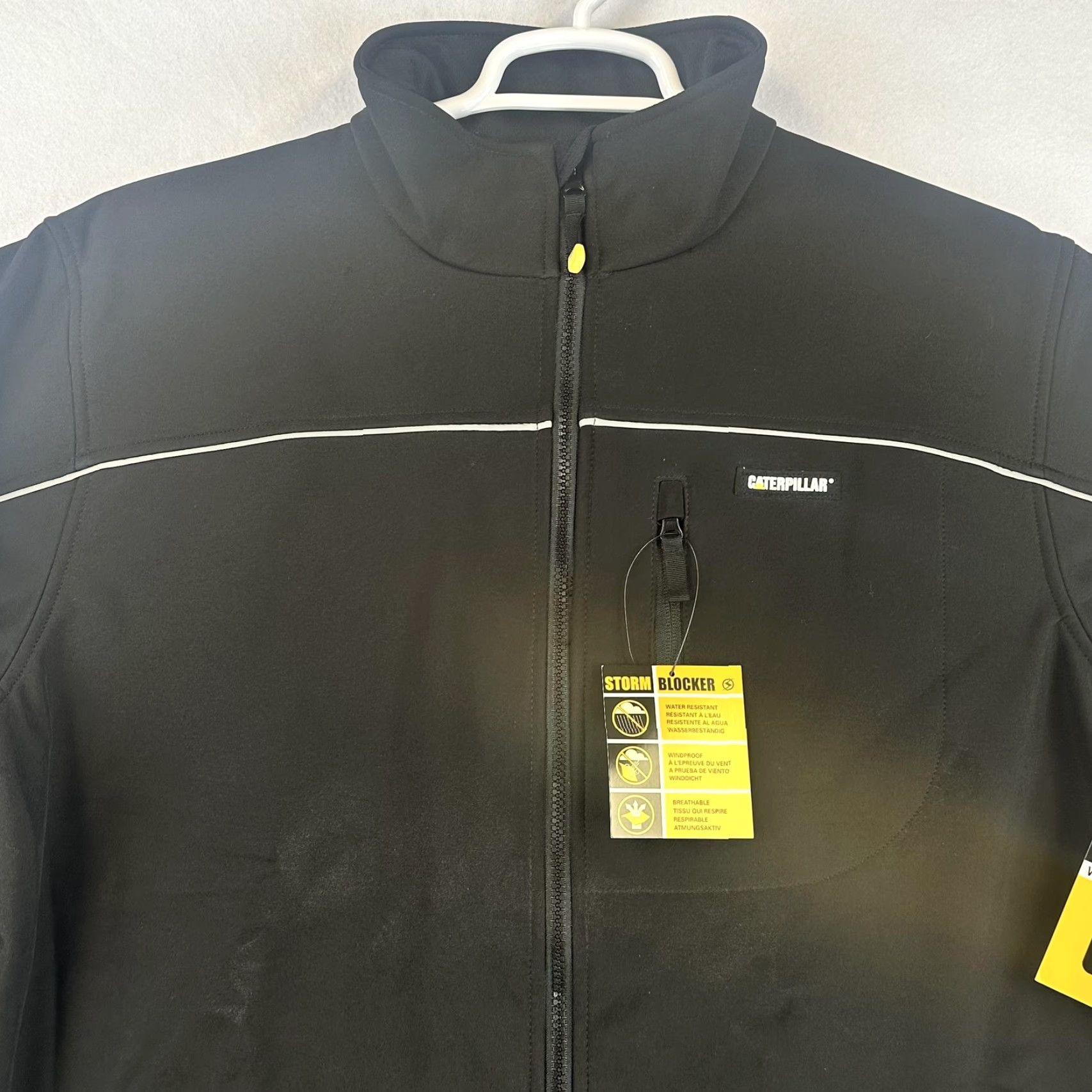 Vintage CAT Caterpillar Storm Blocker Jacket Mens Large Tall Black Softshell Workwear LT Size US L / EU 52-54 / 3 - 4 Thumbnail