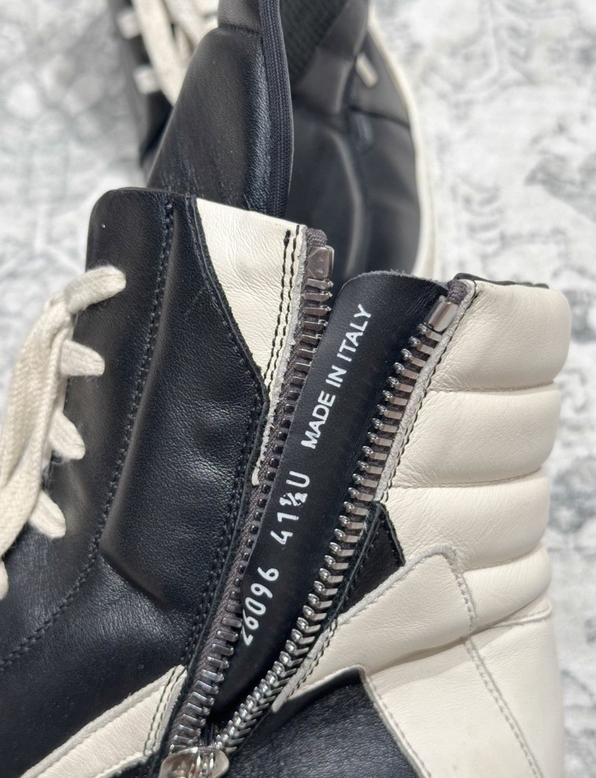 Rick Owens Rick Owens Geobasket Black & White Oreo Leather New Version Size US 8 / EU 41 - 6 Thumbnail