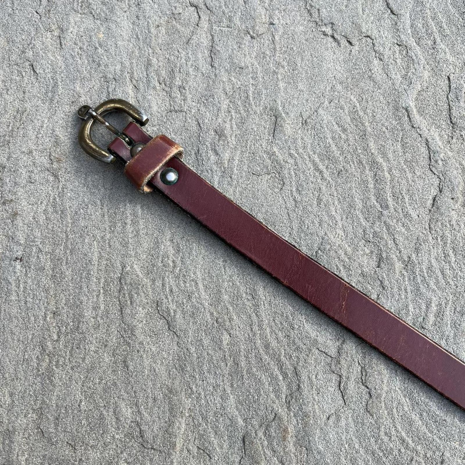Etienne Aigner Vintage 90s Dark Brown Oil Tanned Leather Designer Belt Size ONE SIZE - 3 Thumbnail
