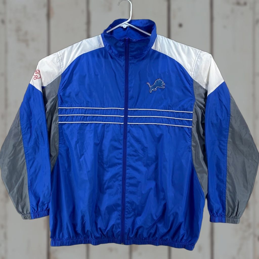 NFL VINTAGE Detroit Lions Mens XXL NFL Full Zip Windbreaker Track Jacket Size US XXL / EU 58 / 5 - 1 Thumbnail