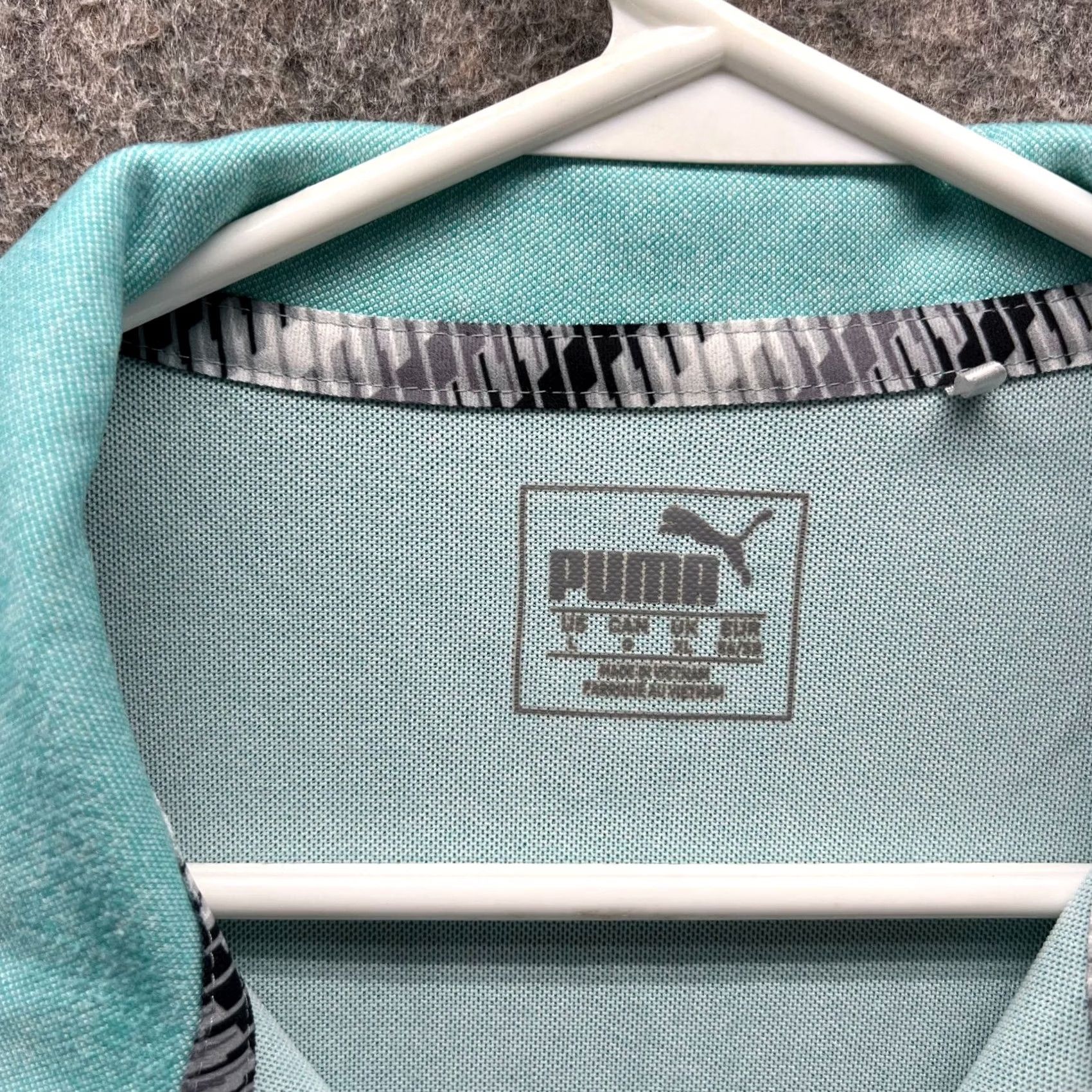 Puma PUMA Polo Shirt Men L Teal Blue Knit Golf Pale Preppy Solid Short Sleeve Size 42R - 3 Thumbnail
