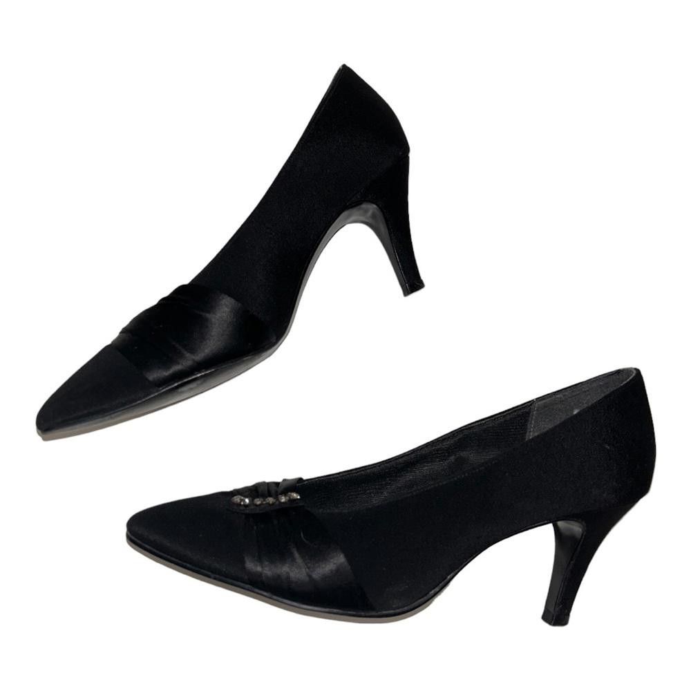 Designer Life Stride l Rhinestones Black Pointed Heels 6.5 Size US 6.5 / IT 36.5 - 4 Thumbnail