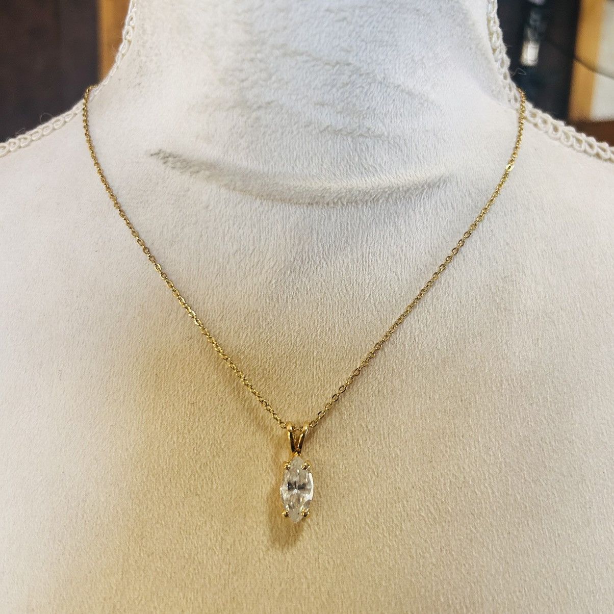 Vintage Vintage 80s faceted marquis prong set stone necklace Size ONE SIZE - 3 Thumbnail