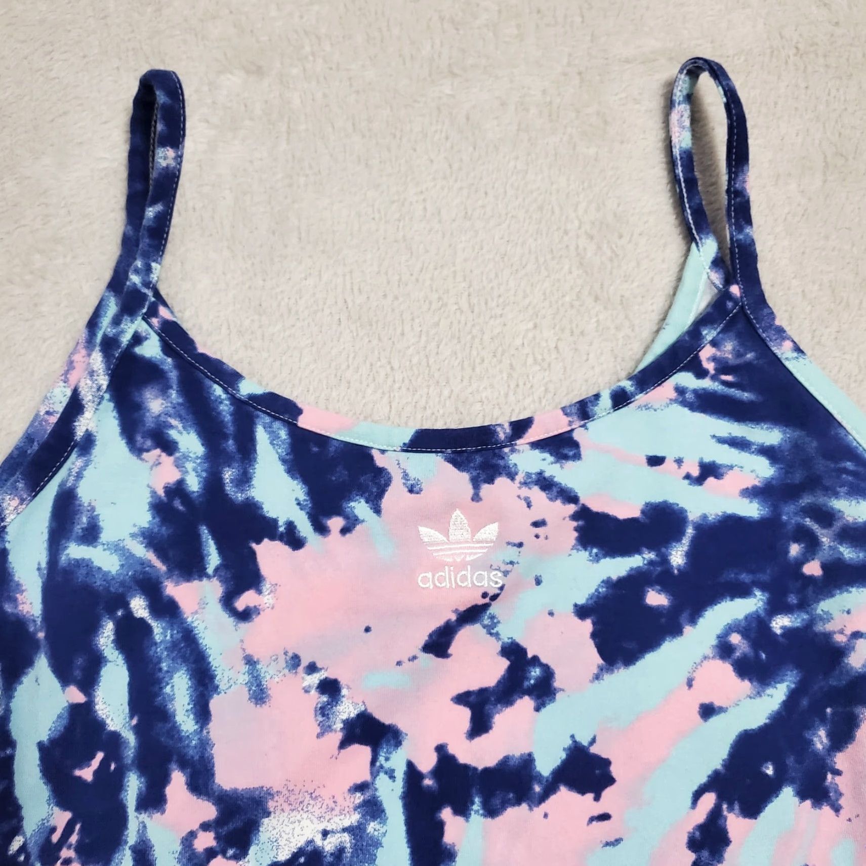 Adidas Adidas Originals Tank Dress Women's M Blue Pink Tie Dye Bodycon Stretch Active Tank Dress Size M / US 6-8 / IT 42-44 - 4 Thumbnail