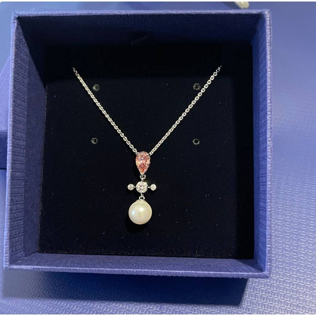 Swarovski Swarovski Perfection Silver Necklace Pink RHS Crystal Pearl Size ONE SIZE - 5 Thumbnail