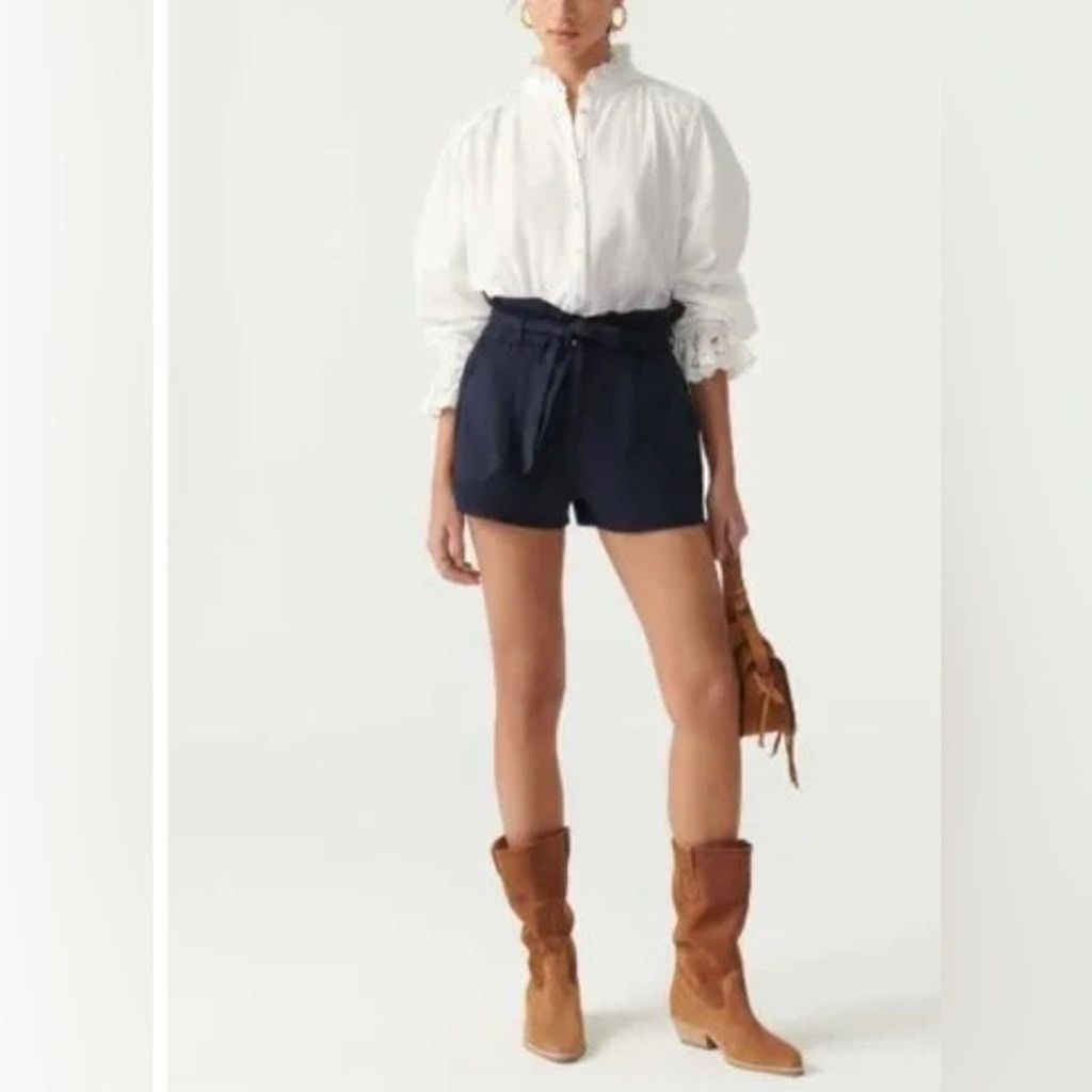 ba&sh BA&SH Mustang Night Blue Navy Paperbag Shorts sz 1 / S Size 24" / US 00 / IT 34 - 1 Thumbnail