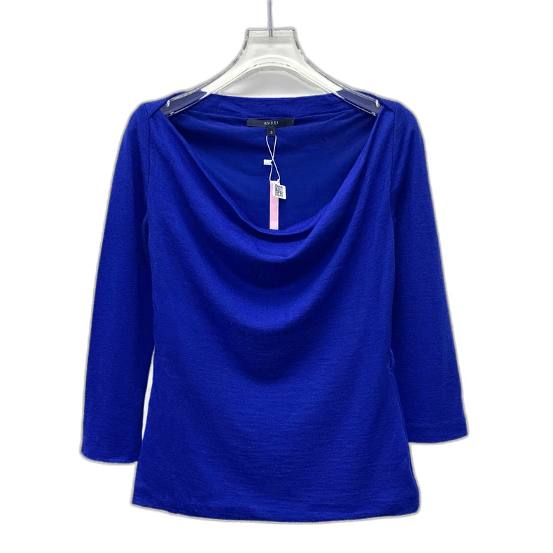 Gucci Gucci Deep Blue Wool Long Sleeve Top Size S / US 4 / IT 40 - 1 Thumbnail