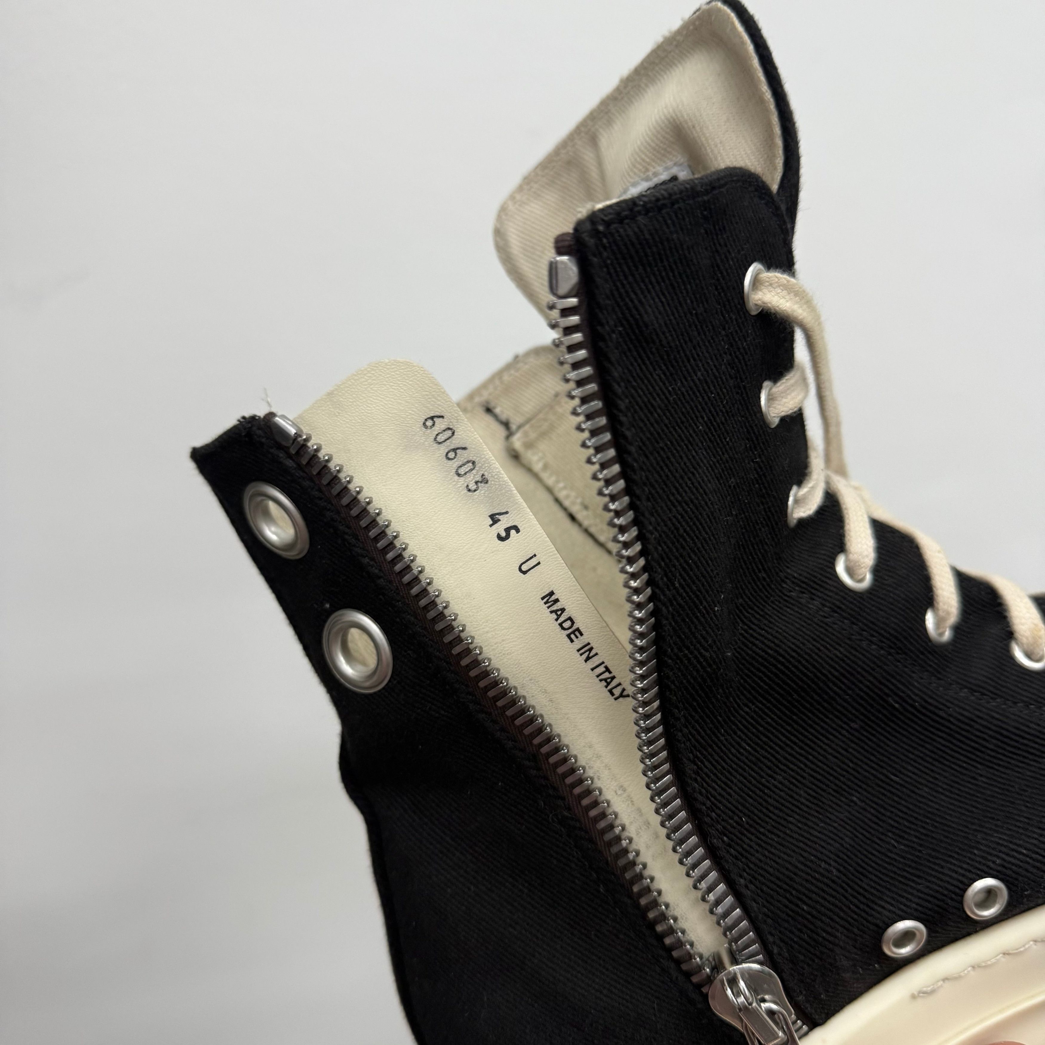 Rick Owens Rick Owens Ramone High Black Sneakers - Size 45 (US 12) Size US 11.5 / EU 44-45 - 4 Thumbnail