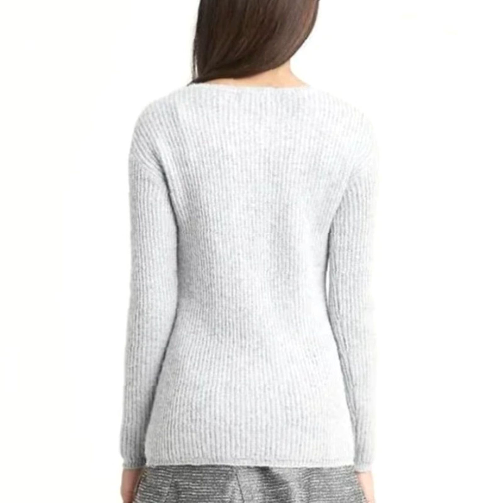 Banana Republic Banana Republic Silver Metallic Wool Alpaca Blend Rib Knit Sweater-Size M Womens Pullover Christmas Holiday Festive Winter Crewneck Size M / US 6-8 / IT 42-44 - 3 Thumbnail