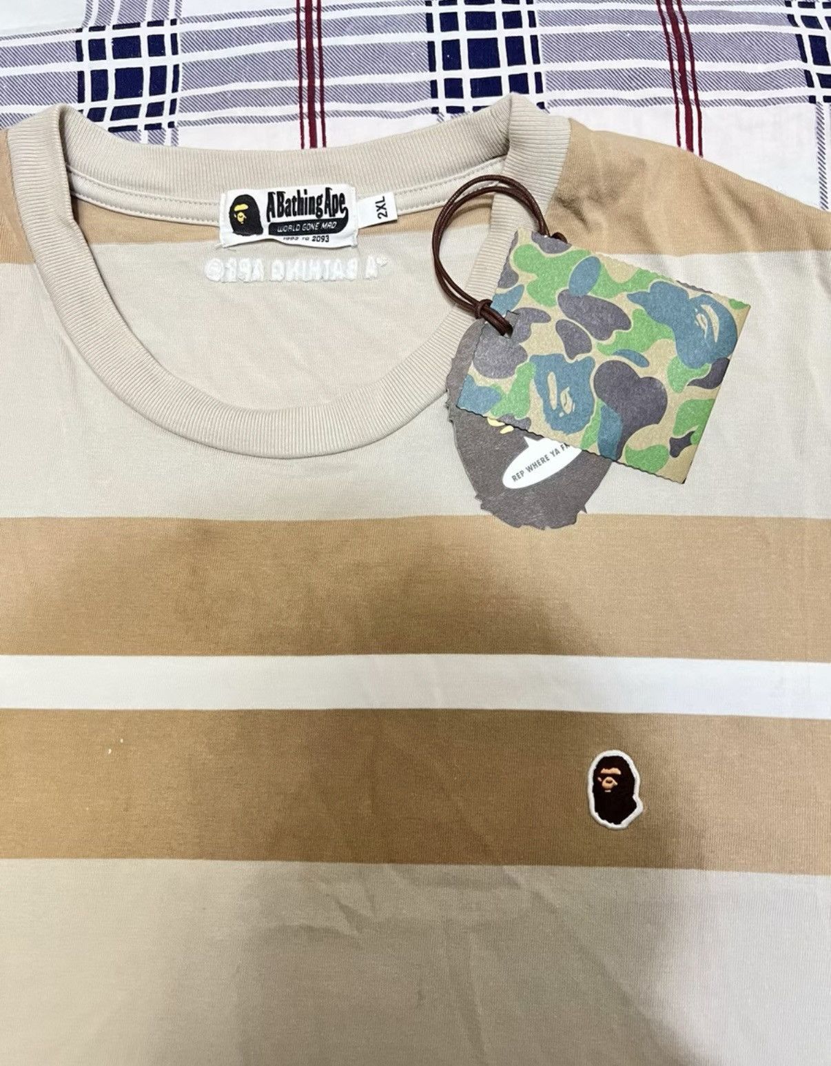 Bape BAPE OG Nigo era classic striped rubberT-shirt Size US XXL / EU 58 / 5 - 2 Thumbnail