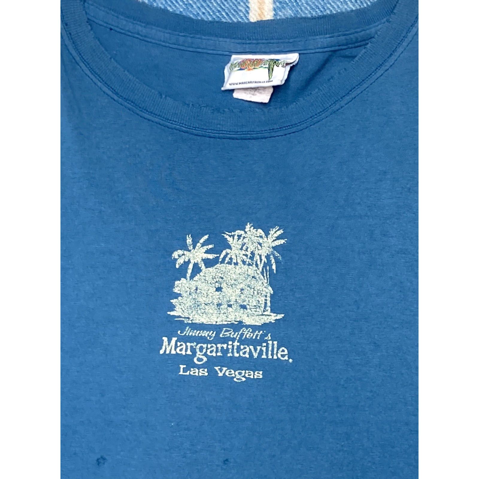 Vintage VINTAGE Y2K Jimmy Buffett Margaritaville T-Shirt Vegas Faded Pinholes XL Blue Mens Regular T-Shirt Size US XL / EU 56 / 4 - 2 Thumbnail