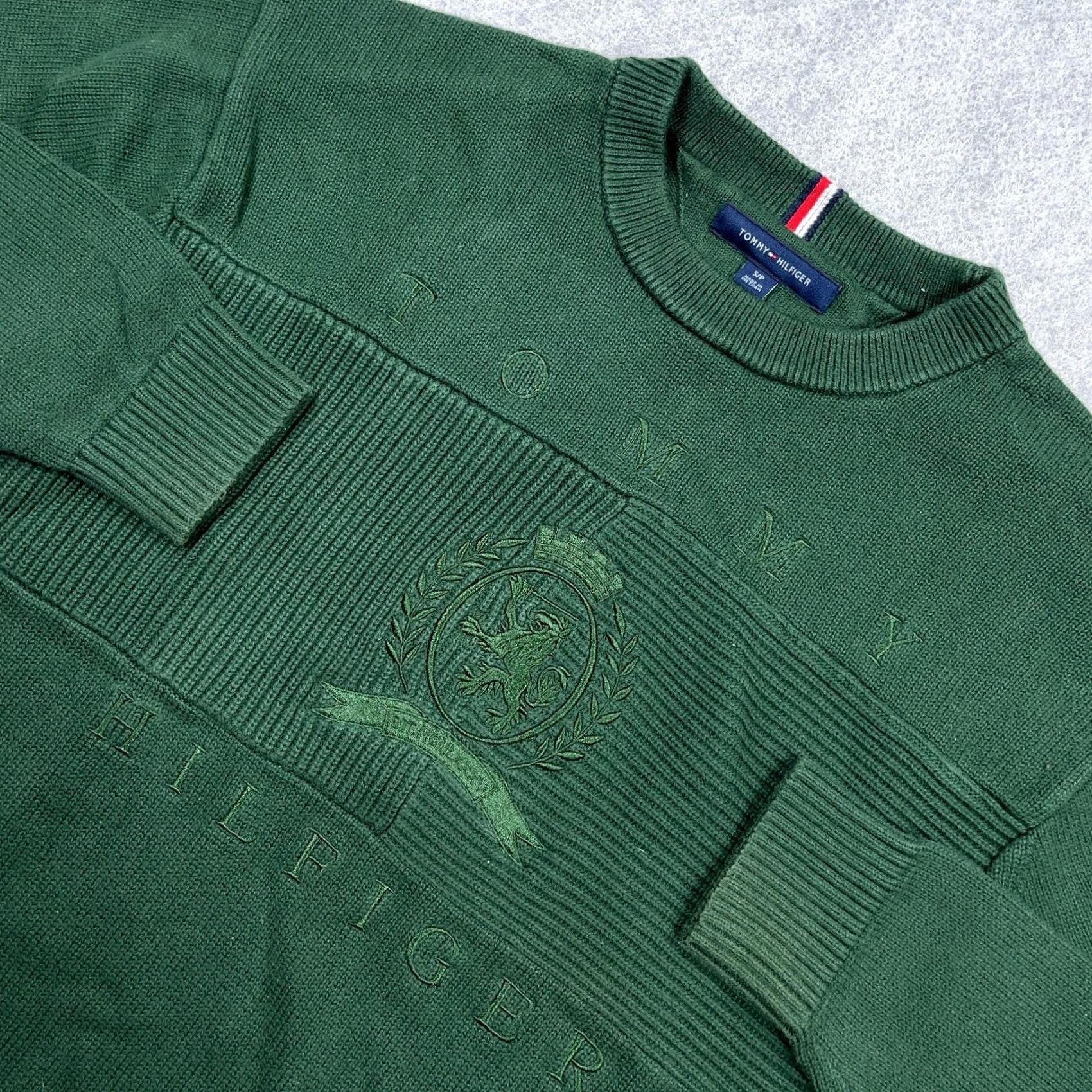 Tommy Hilfiger Tommy Hilfiger Sweater Mens S Green Men Heavy Knit Crewneck Grandpa Crest Golf Size US S / EU 44-46 / 1 - 2 Thumbnail