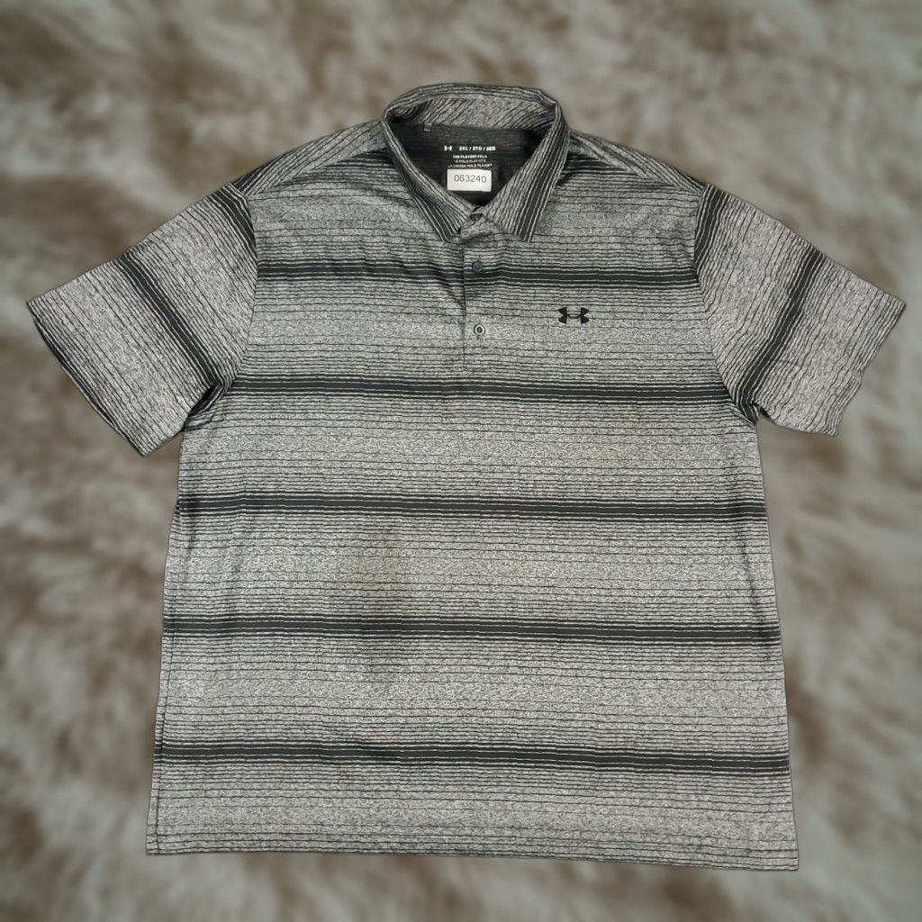 Under Armour Under Armour Polo Shirt Mens Size 3XL Gray Striped Golf Casual Short Sleeve Size US XXL / EU 58 / 5 - 1 Thumbnail