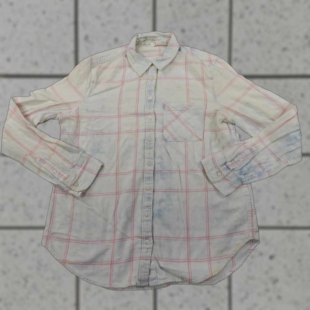 Vintage Aero Polo Shirt Womens L Pink Blue Tie Dye Long Sleeve Button Up Casual Preppy Shirt Size L / US 10 / IT 46 - 1 Thumbnail
