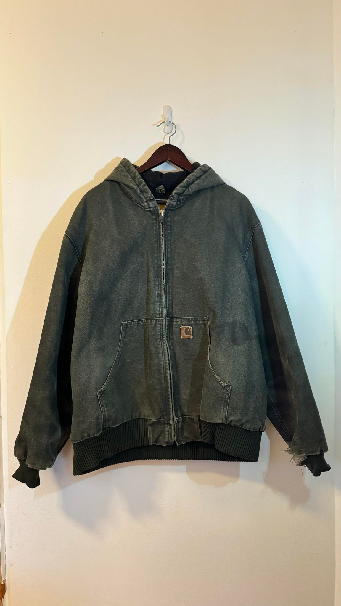Vintage Carhartt Hooded Green Faded Jacke