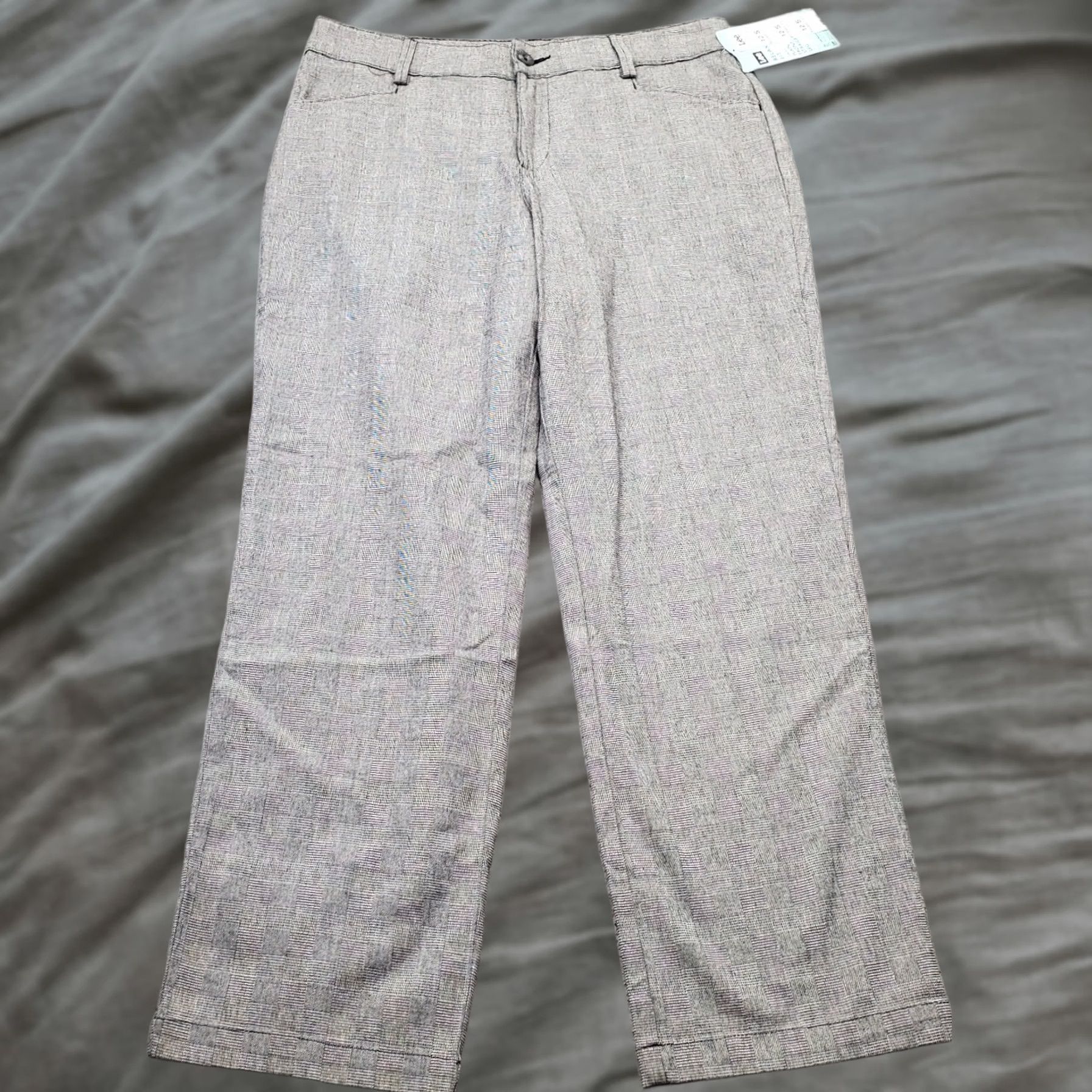 Lee Lee Pants Womens 12S Gray Glen Plaid Stretch Relaxed Fit Straight Pants Size 34" / US 12 / IT 48 - 1 Thumbnail