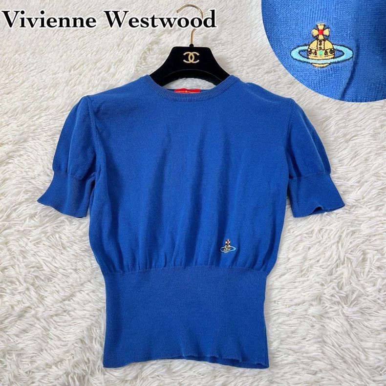 Vivienne Westwood Vivienne Westwood Blue and white knit short sleeves Size M / US 6-8 / IT 42-44 - 1 Thumbnail