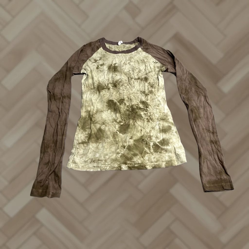 Buffalo David Bitton Buffalo David Bitton Womens Long Sleeve Raglan T-Shirt Cloud Dye Beige XS Size XS / US 0-2 / IT 36-38 - 1 Thumbnail