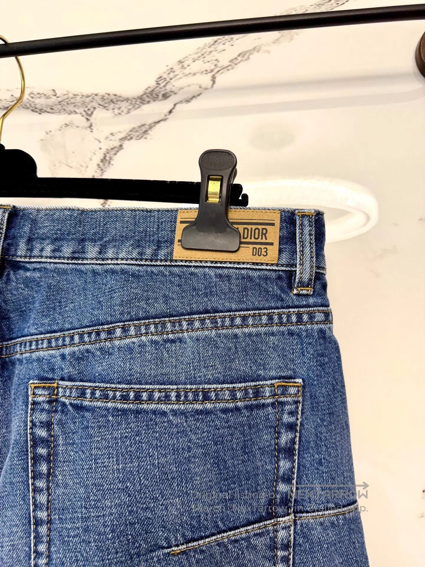 Dior Dior Dark Blue Leather Patch Straight Jeans. Size US 26 / EU 42 - 3 Thumbnail