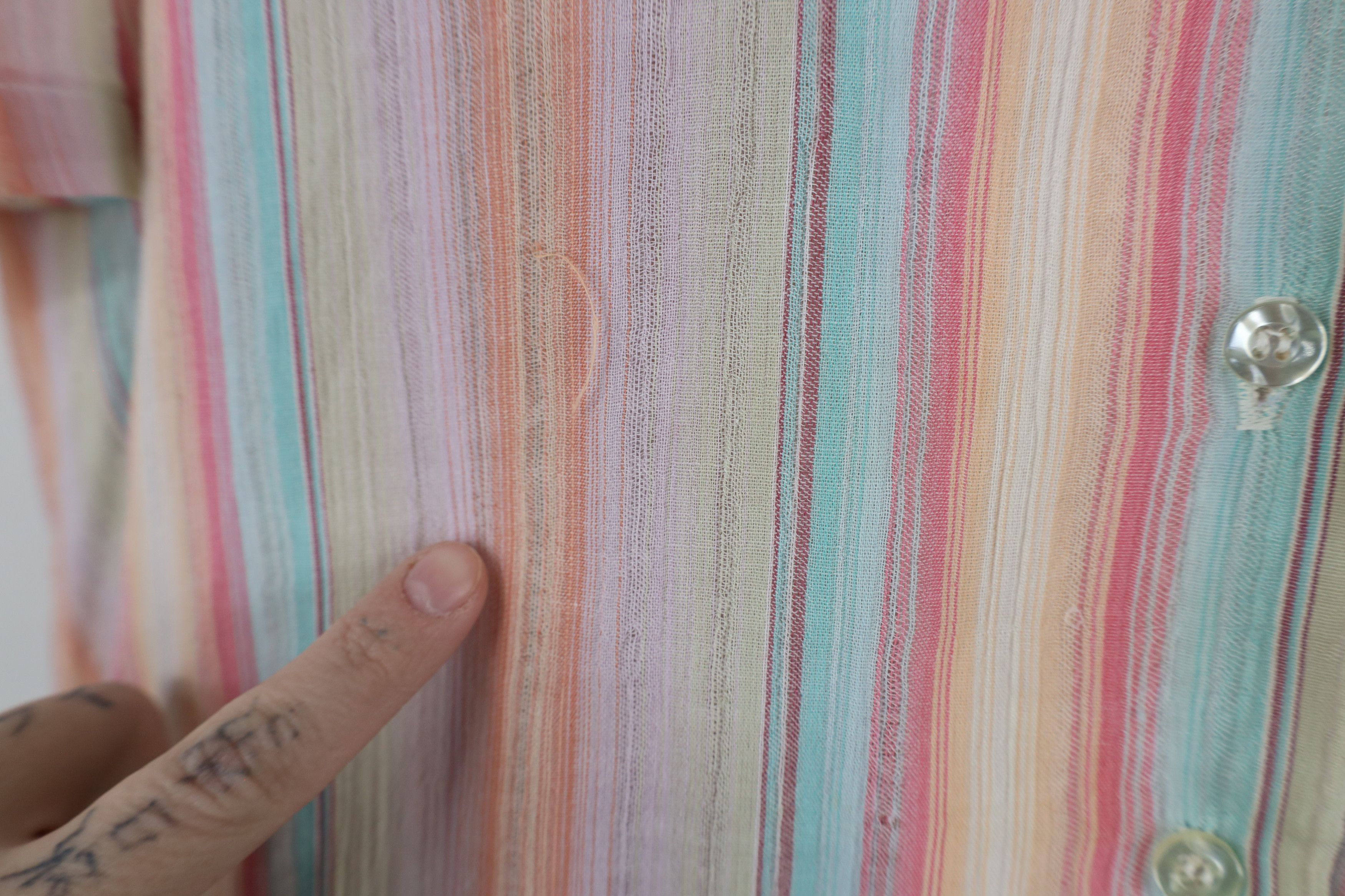 Vintage Vintage 70s Streetwear Pastel Striped Button Shirt USA Size XXL / US 16-18 / IT 52-54 - 4 Thumbnail