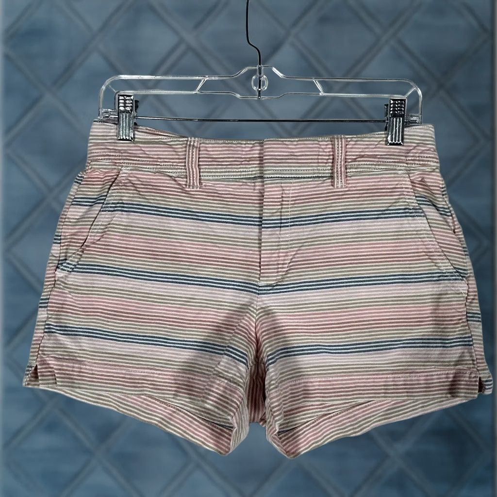 Gap Gap City Shorts Size 2 Pink Striped 3" Inseam Chino Mid Rise Flat Front 100% Cotton Women's Casual Summer Beach Walking Vintage: No Size 26" / US 2 / IT 38 - 1 Thumbnail