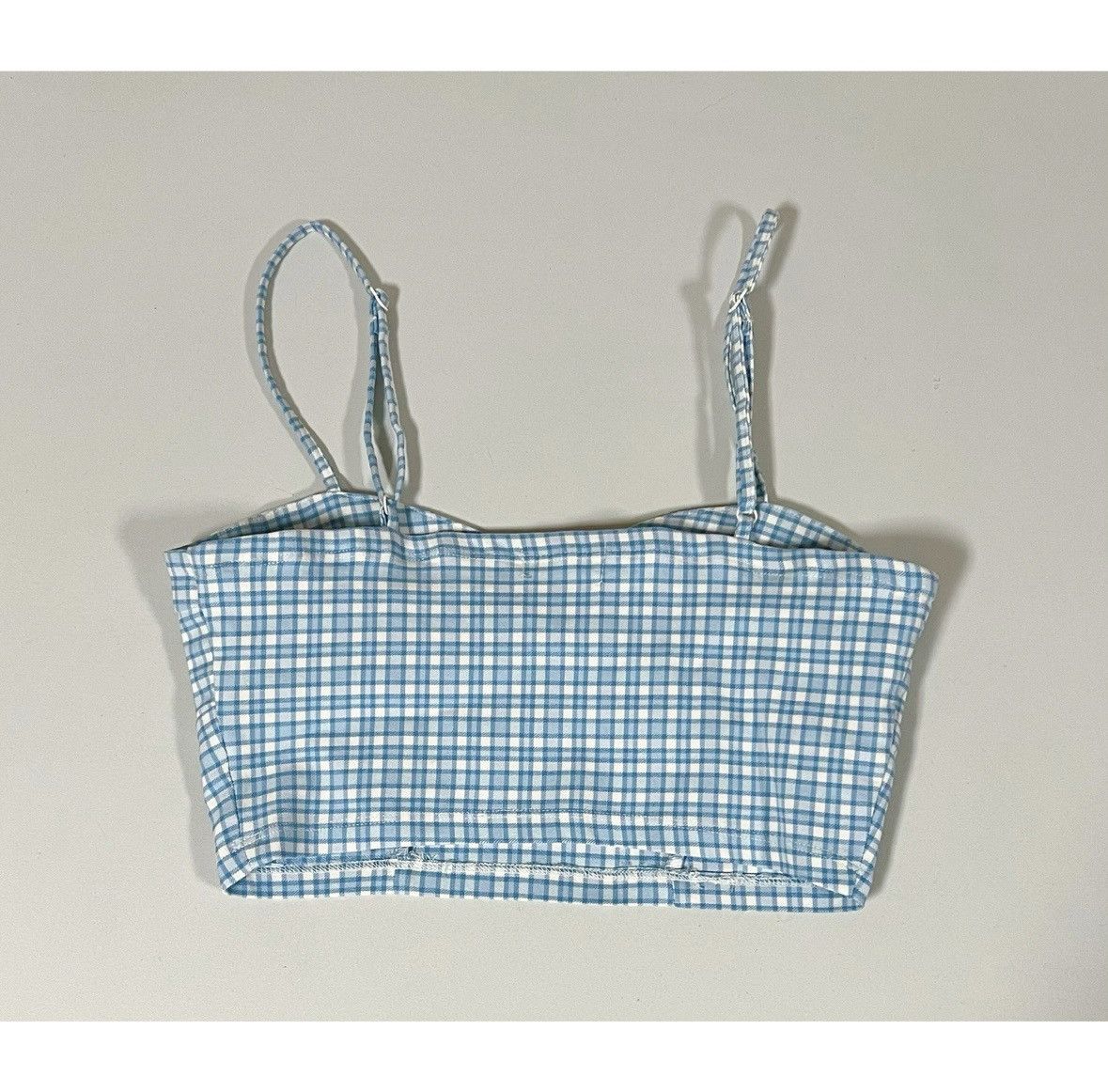 Vintage Blue Checkered Plaid Gingham Crop Top Shirt Blouse Size S 🩵 Size S / US 4 / IT 40 - 3 Thumbnail