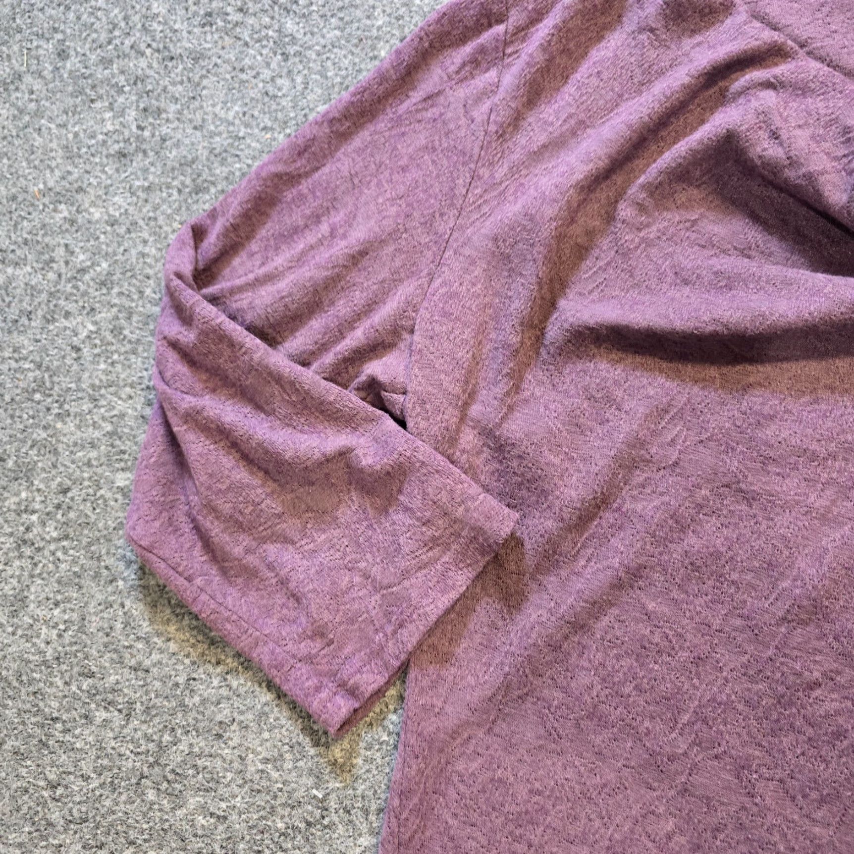 Vintage Cut Loose Top Womens Large Purple Embossed Textured Cowl Neck 3/4 Sleeve Casual Shirt + Blouse - Regular Pink? Size L / US 10 / IT 46 - 3 Thumbnail