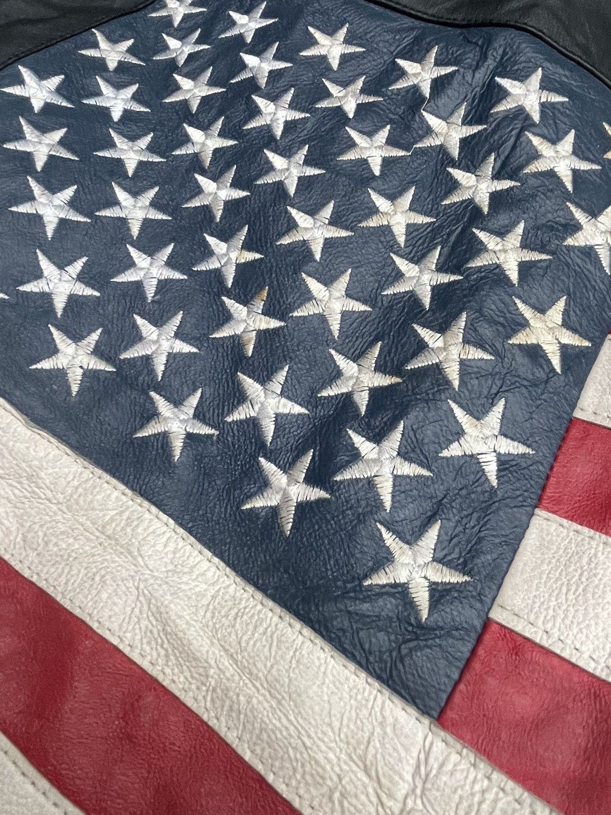 Vintage Usa Flag Leather Jacket Size US XL / EU 56 / 4 - 13 Thumbnail