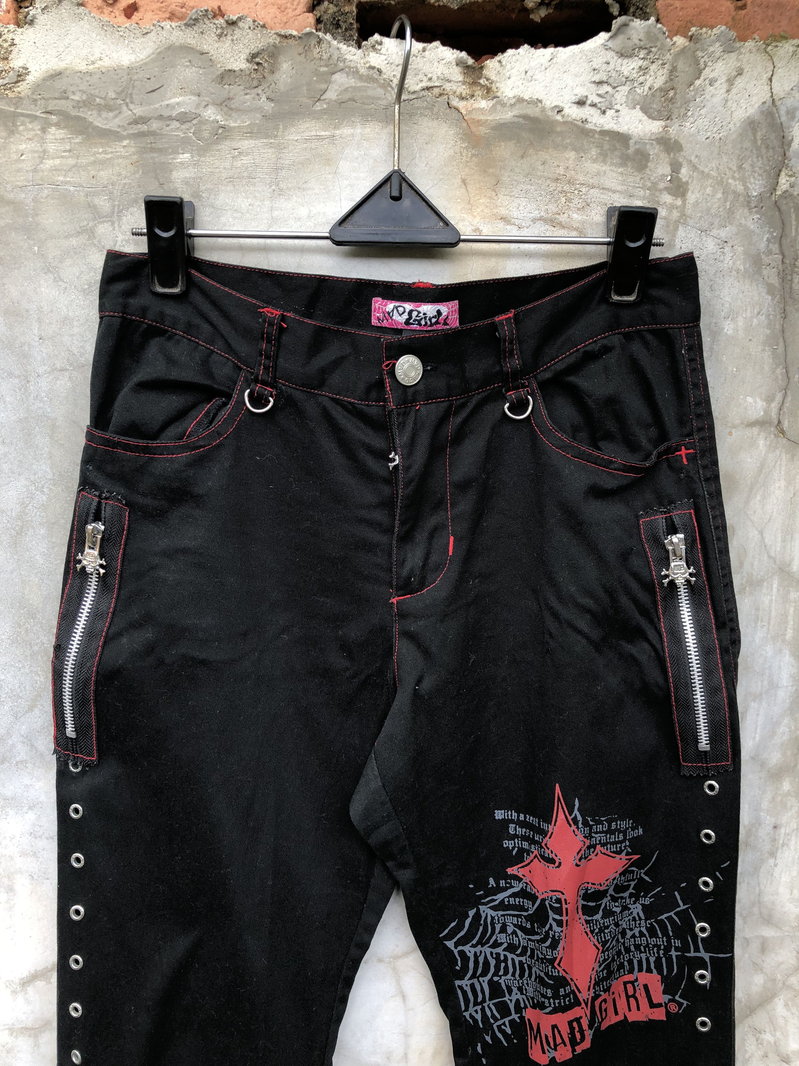 Beauty Beast Mad Girl by Mad Punks Bondage Goth flared pants Size 28" / US 6 / IT 42 - 6 Thumbnail