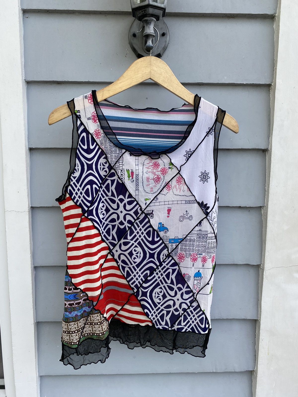 Japanese Brand Her Charming Multicolor Pattern Mesh Top Size M / US 6-8 / IT 42-44 - 1 Thumbnail