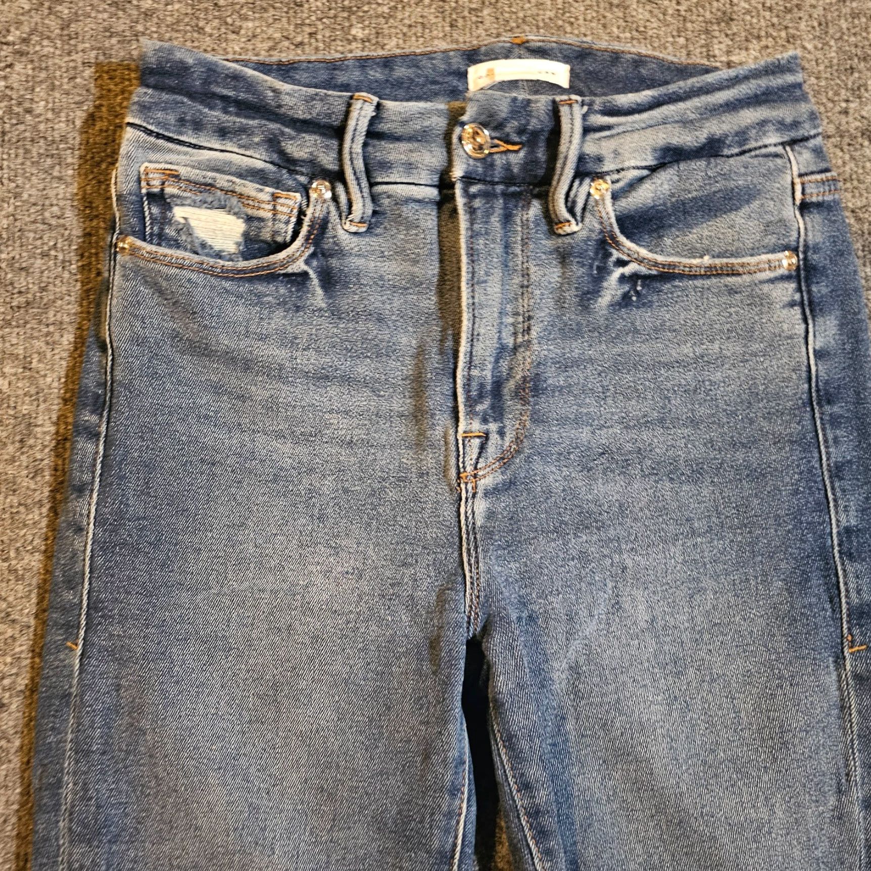 Good American Good American Jeans Women 25 Blue Mid Ankle Crop Stretch Distressed Casual Hem 5-Pocket Denim Cotton Spandex Womens Jeans Size 42" / US 20 - 2 Thumbnail
