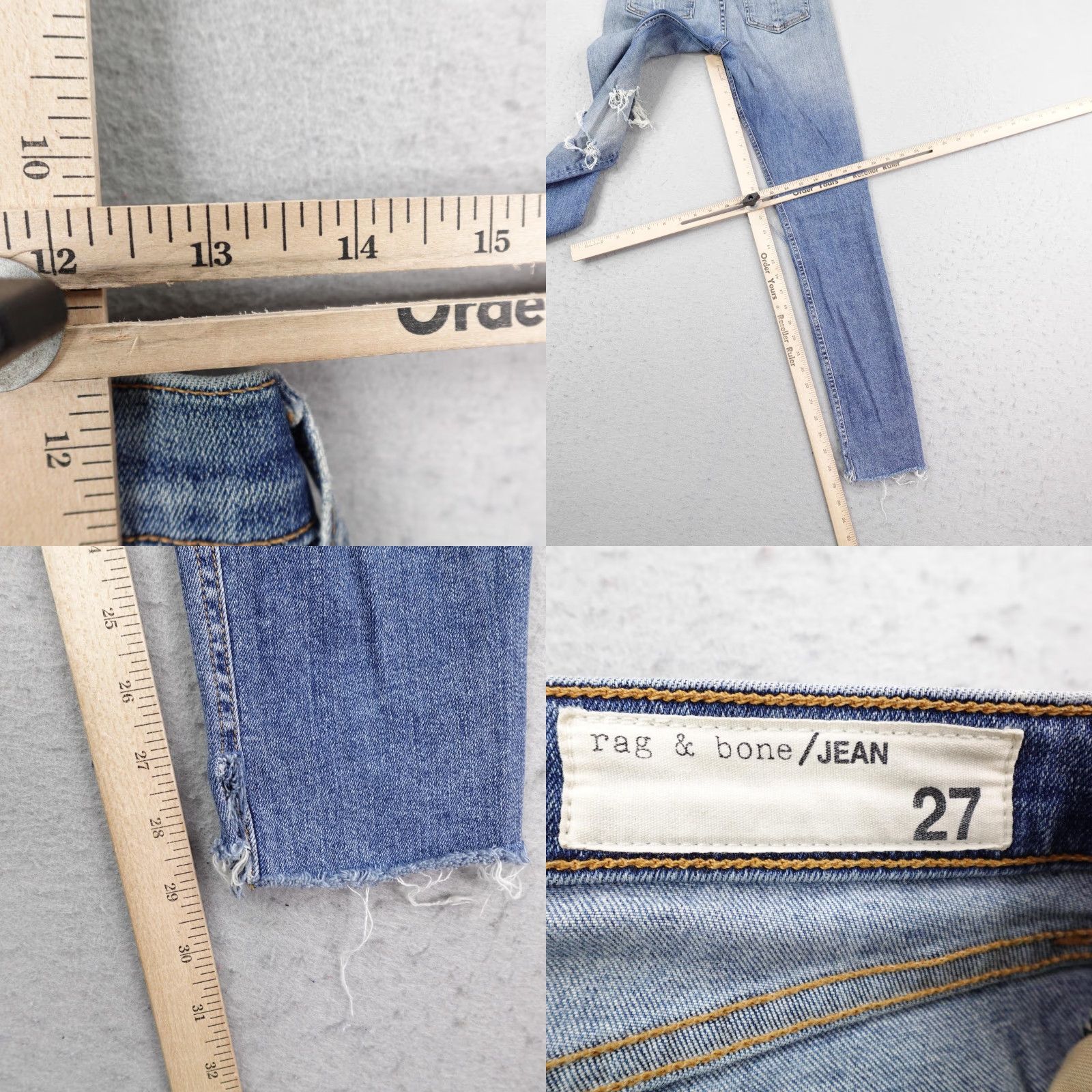 Rag & Bone Rag & Bone Jeans Womens 27 Blue Denim Distressed Skinny Commodore Raw Hem Flex Jeans Size 27" / US 4 / IT 40 - 8 Thumbnail