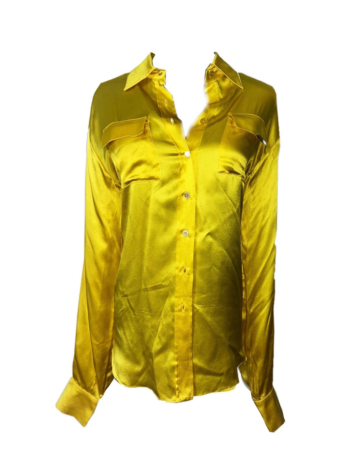 Blumarine Yellow satin silk bulmarine office button up Size M / US 6-8 / IT 42-44 - 1 Thumbnail
