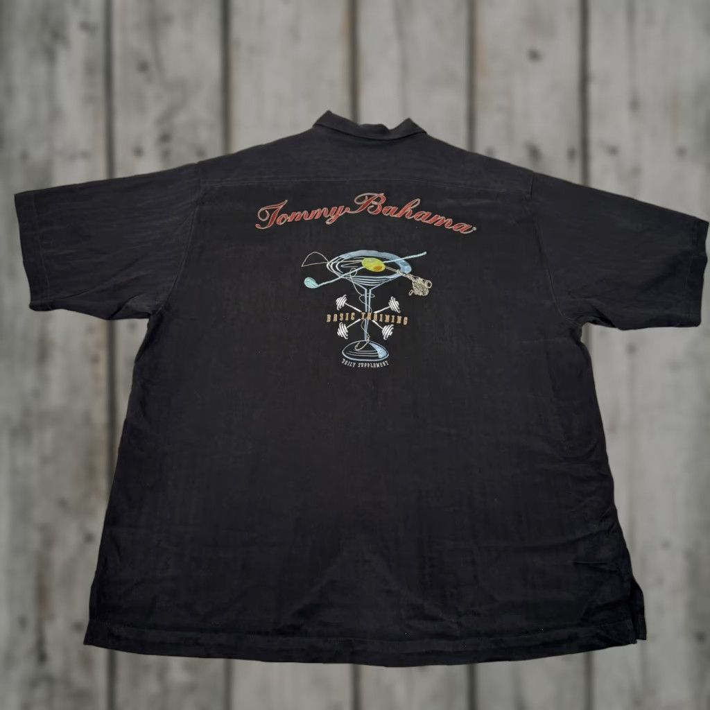Tommy Bahama Tommy Bahama Shirt Mens Large Black Silk Camp Martini Drink Cocktail Embroidered Size US L / EU 52-54 / 3 - 1 Thumbnail