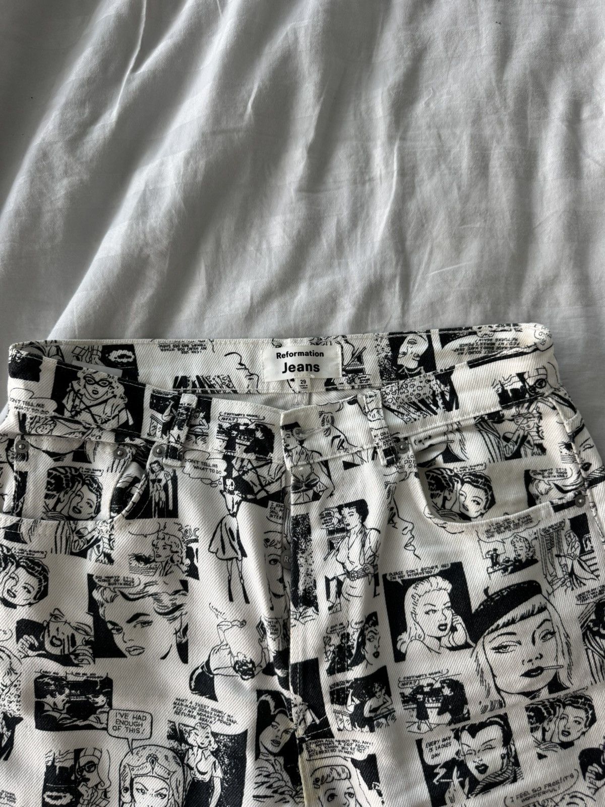 Reformation Reformation High Rise Straight Leg Jeans in Comic Pattern Size 29" - 2 Thumbnail