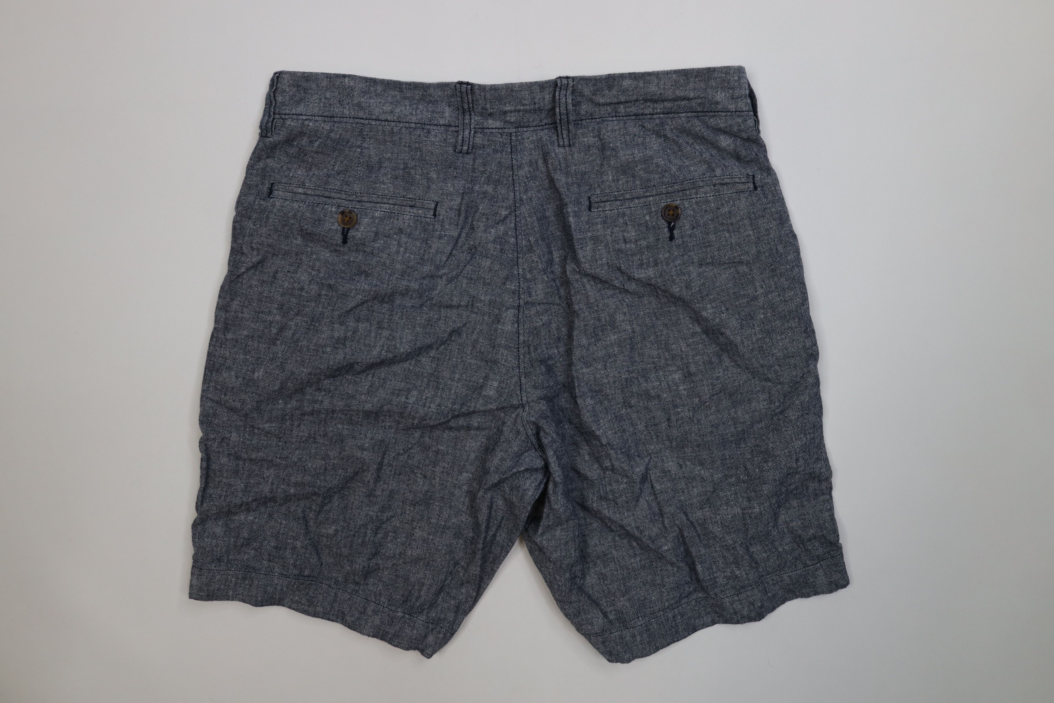 J.Crew J Crew Linen Blend Chambray Above Knee Chino Shorts Blue 9 Size US 31 - 8 Thumbnail