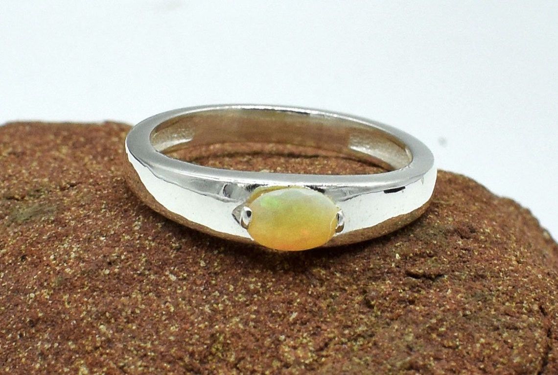 Handmade Ethiopian Opal Ring Handmade 925 Sterling Silver Bridal Ring Size ONE SIZE - 5 Thumbnail