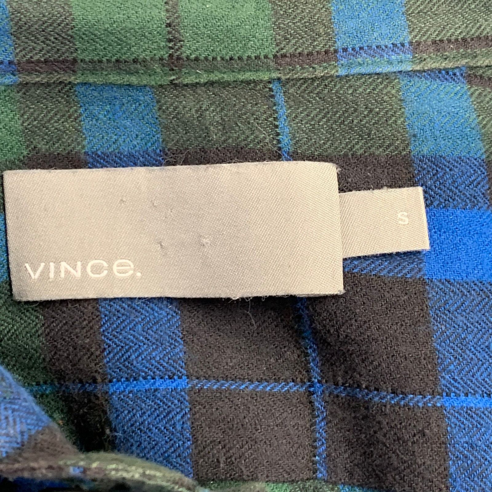 Vince Green Blue Plaid Cotton Blend Raw Edge Long Sleeve Shirt Size US S / EU 44-46 / 1 - 4 Thumbnail