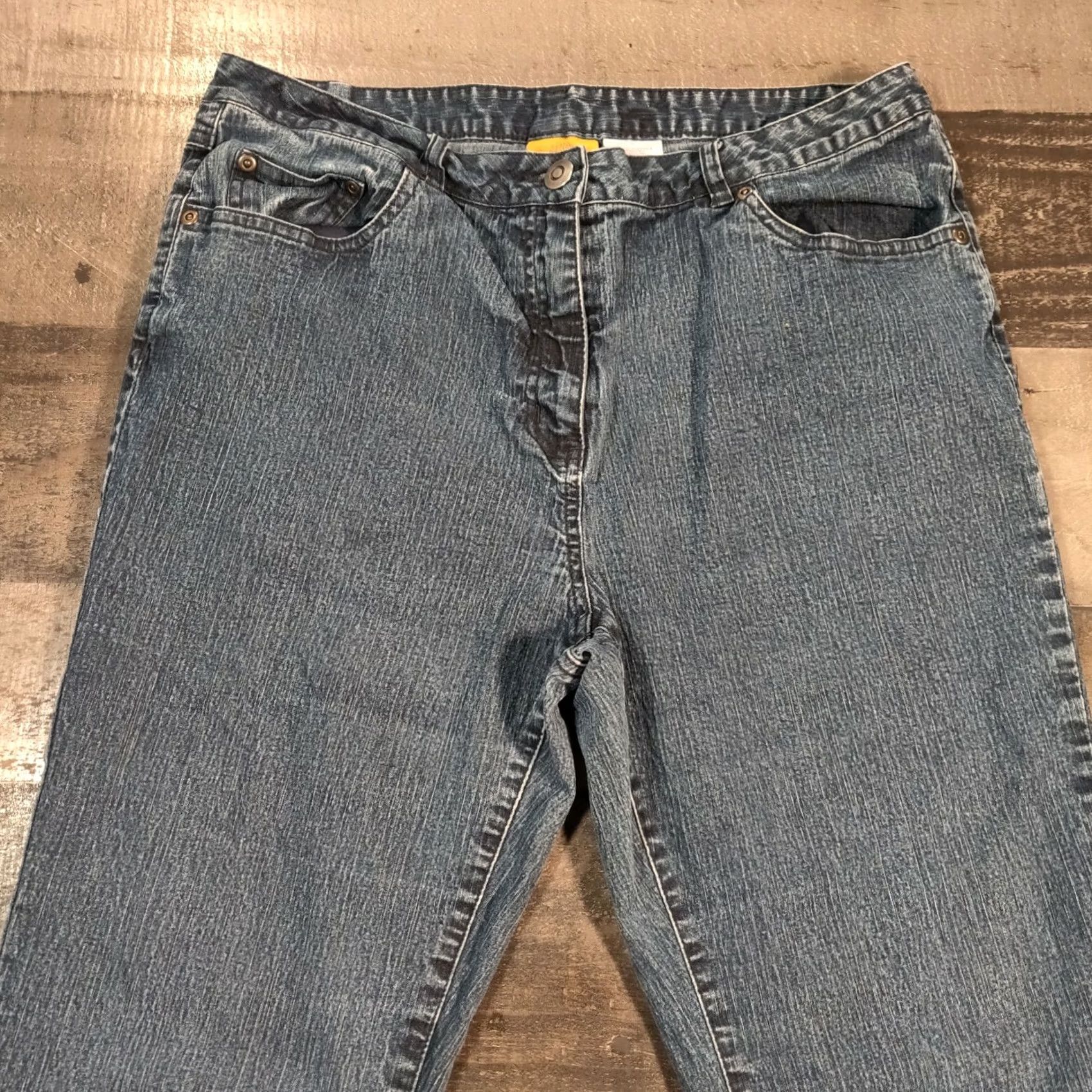 Vintage Ruby Rd. Women 12 Bootcut Jeans Mid-Rise Dark Wash Blue Denim Pockets Zip Closure Size 34" / US 12 / IT 48 - 4 Thumbnail