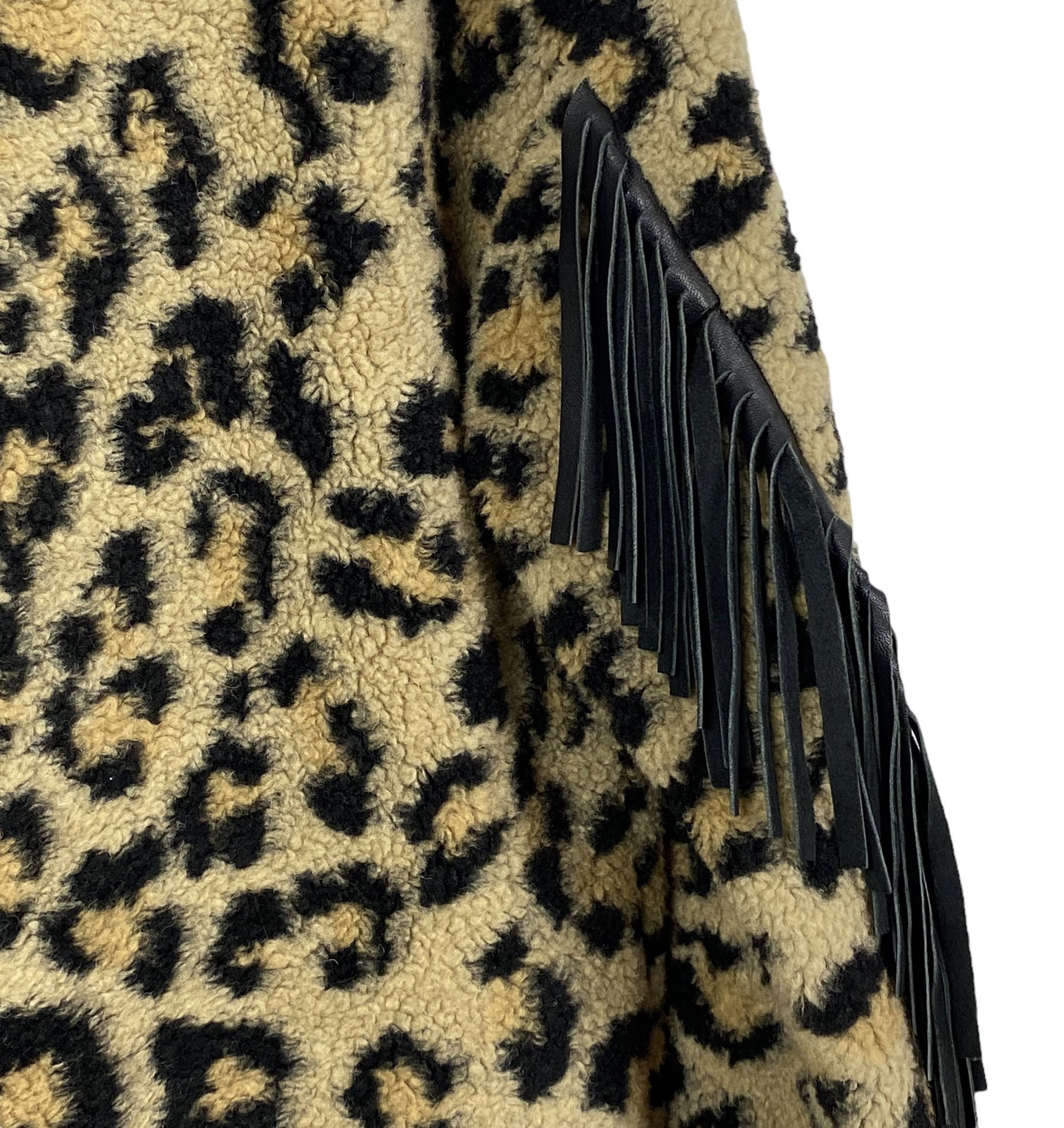 Designer Delcorso Luxury Leopard Printed Coat Leather Fringed size 42 Size M / US 6-8 / IT 42-44 - 14 Thumbnail