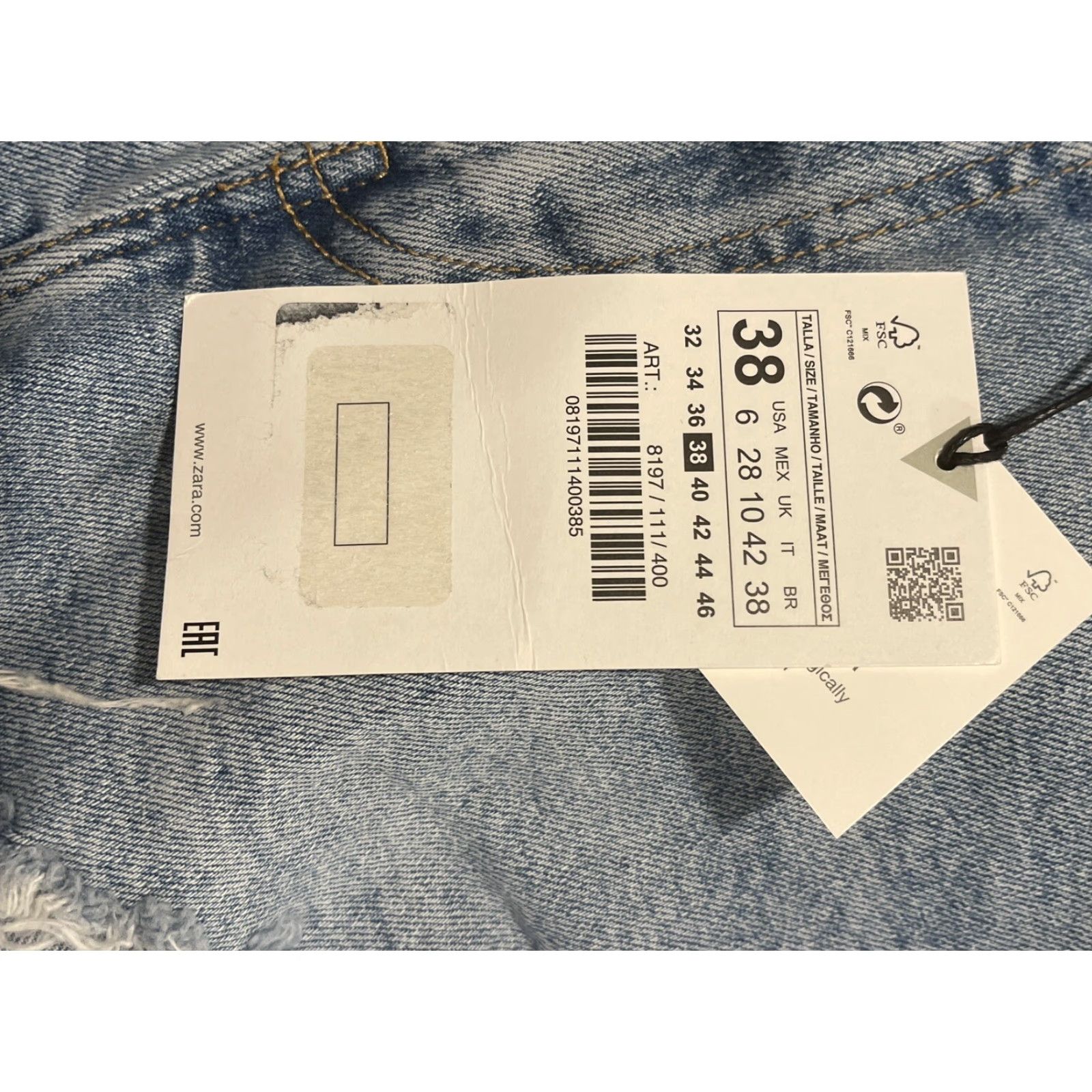 Zara ZARA Shorts Woman Light BLUE HI-RISE DENIM NWT Frayed hem Size 6 Size 28" / US 6 / IT 42 - 2 Thumbnail