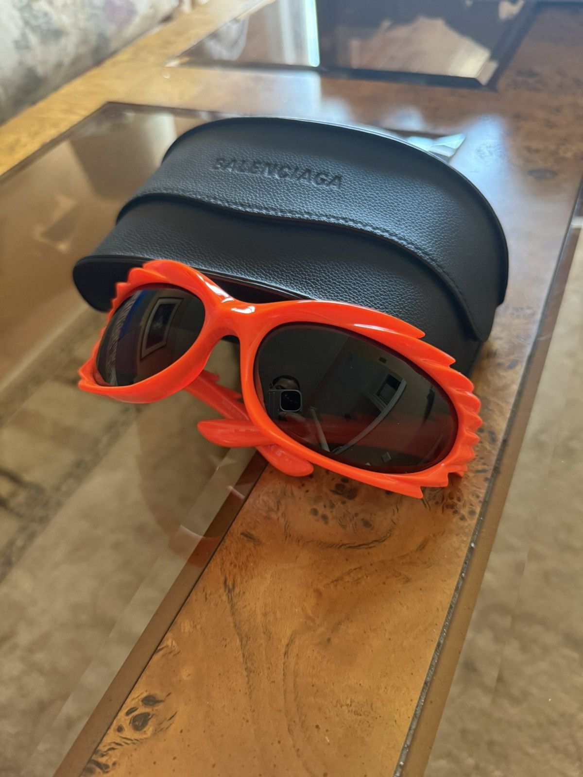 Balenciaga Balenciaga Spike Rectangle Glasses Orange Size ONE SIZE - 1 Thumbnail