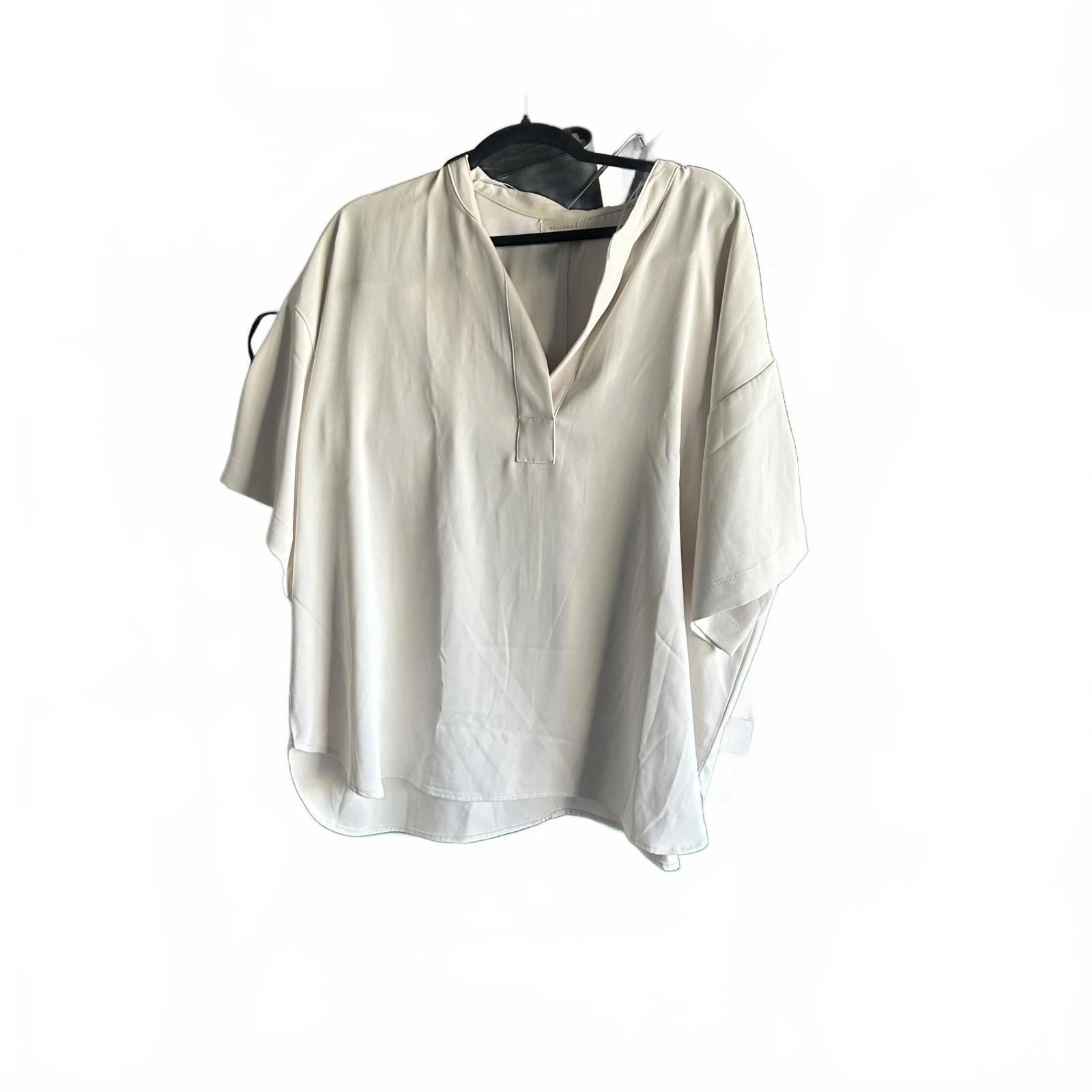 Designer Melloday Stylish Cream Blouse - Size 2X Size XXL / US 16-18 / IT 52-54 - 1 Thumbnail