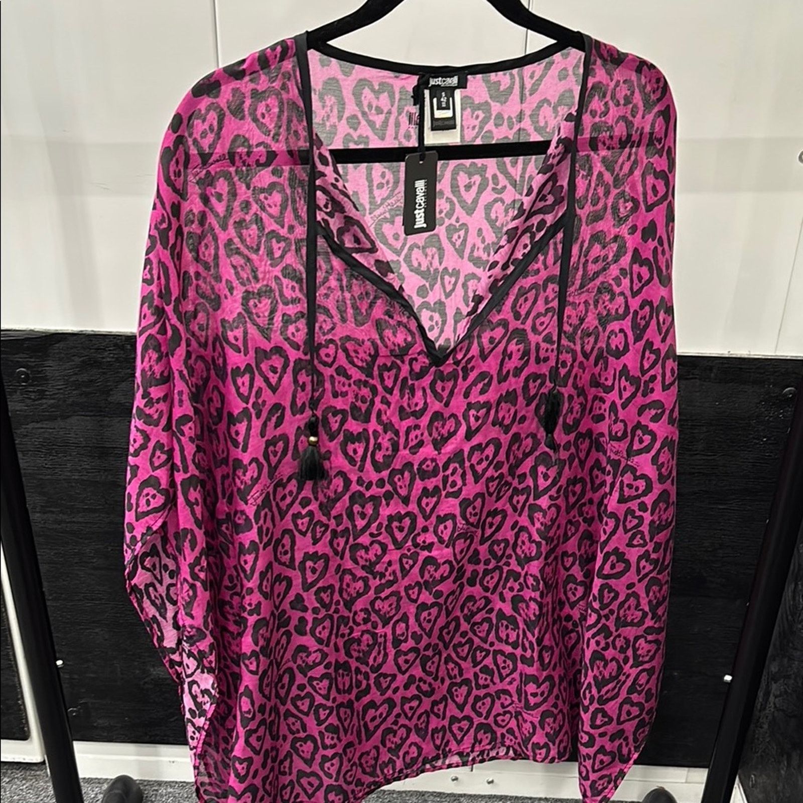 Just Cavalli NWT Just Cavalli Fuchsia Leopard kaftan cover up beachwear S Size ONE SIZE - 2 Thumbnail