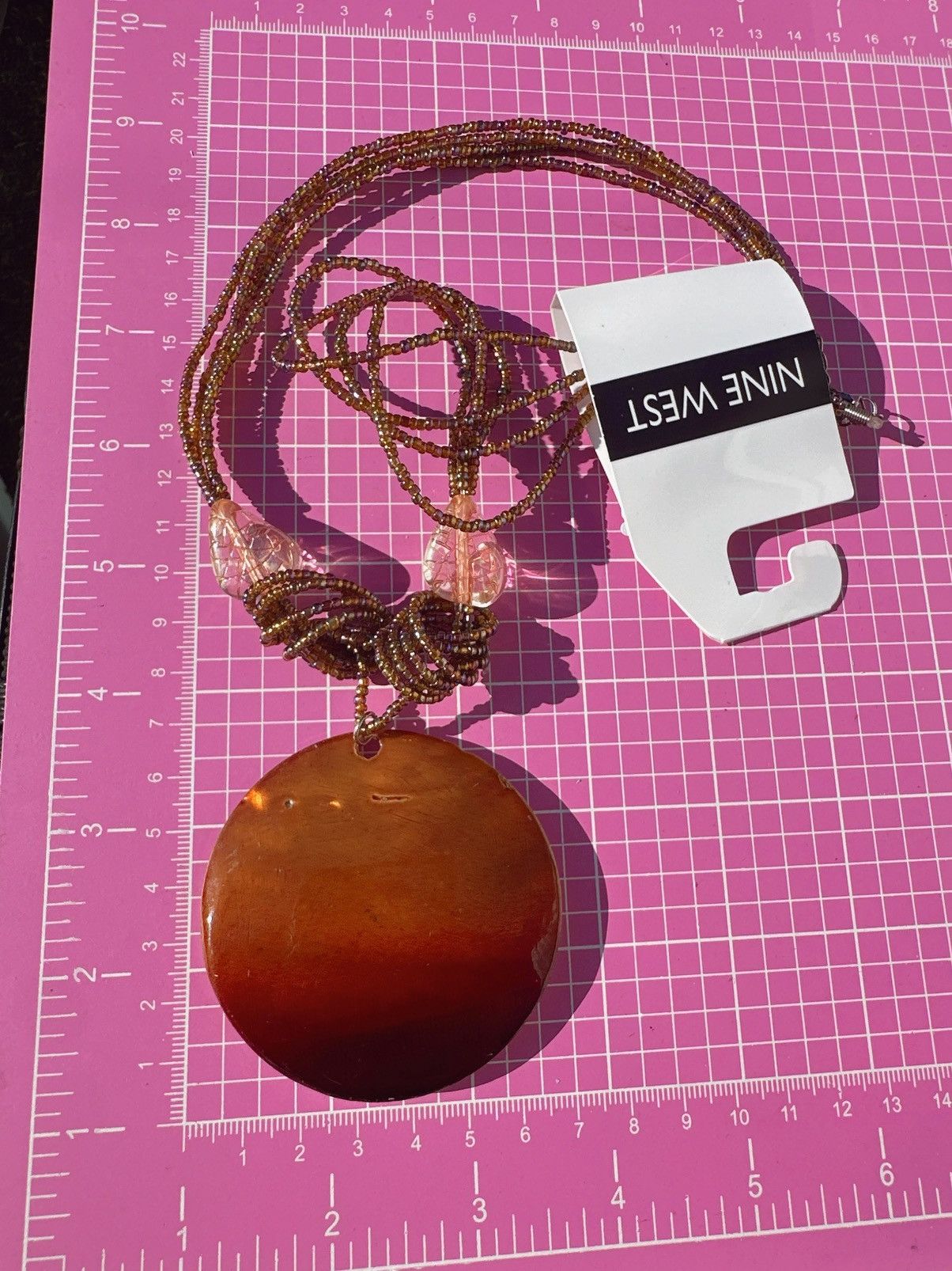 Nine West Nine West beaded real natural shell pendant necklace orange Size ONE SIZE - 3 Thumbnail