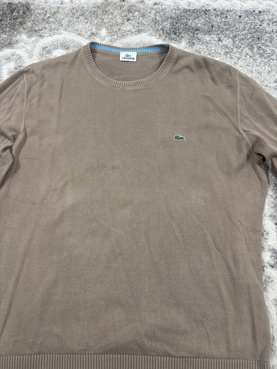 Lacoste Lacoste Essential Earth Tone Sweater, Brown Cotton Knit Size US XL / EU 56 / 4 - 5 Thumbnail