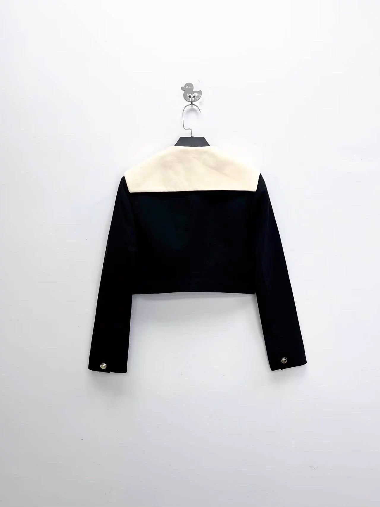 Miu Miu 【Miu Miu】Miu Miu Navy Collar Silk-Wool Short Suit Jacket Size M / US 6-8 / IT 42-44 - 2 Thumbnail